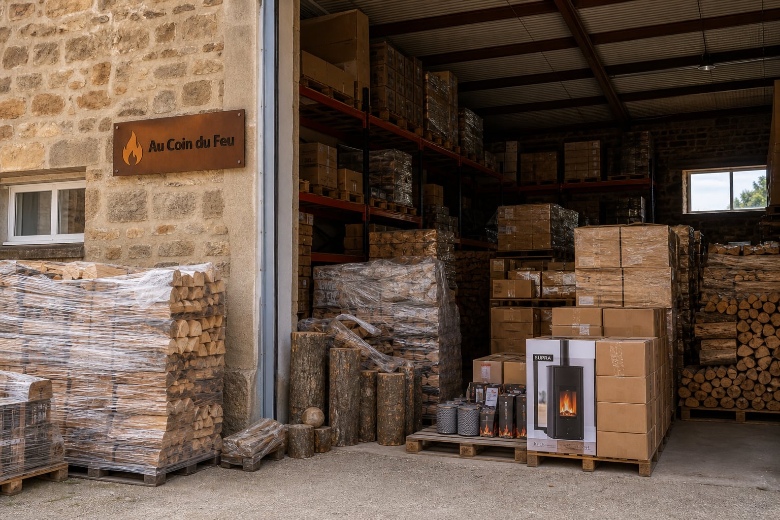 Poêle à bois dans un salon, Au Coin du Feu